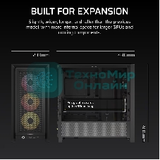 Корпус без блока питания Corsair Frame 4000D RS ARGB, Midi-Tower, TG, 3x120мм ARGB, 2xUSB-A 3.2, 1xUSB 3.2 Type-C, E-ATX, ATX, mATX, mITX Black
