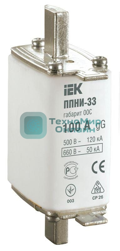 Вставка плавкая ППНИ-33 100А габарит 00С ИЭК DPP11-100