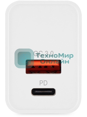 Сетевое зарядное устройство Digma DGW2D 20W 3A+1A (PD+QC) USB-C/USB-A универсальное белый