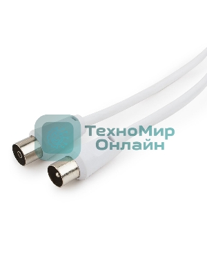 Кабель телевизионный Cablexpert CCV-515-W, Coaxial M/F, белый, 1.8м
