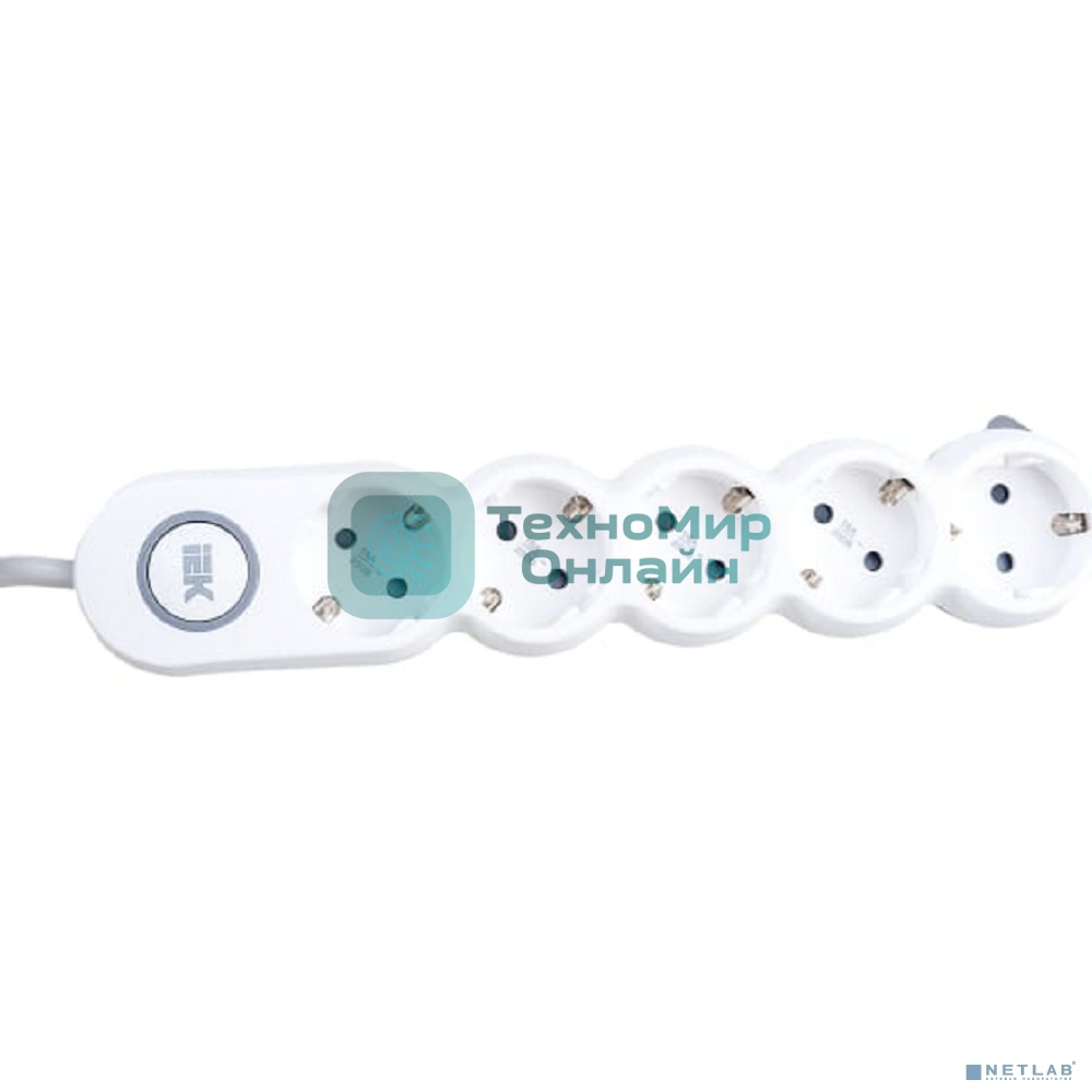 Удлинитель IEK WYP53-16-05-05-ZK У05В с выключателем 5 мест 2P+PE/5 м 3х1,5 мм2 16А/250В UNO