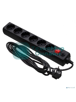 Сетевой фильтр Buro 600SH-16-3-B 3 м, 6 розеток, черный, коробка