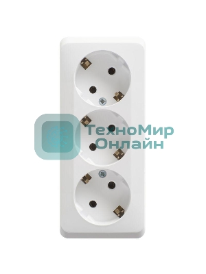 Тройная розетка Schneider Electric ЭТЮД O/У с заземлением без шторок 16А 250B, белый,