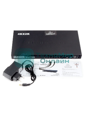 Разветвитель HDMI Cablexpert DSP-8PH4-03, HD19F/8x19F, 1 компьютер => 8 мониторов, Full-HD, 3D, 1.4v, каскадируемый