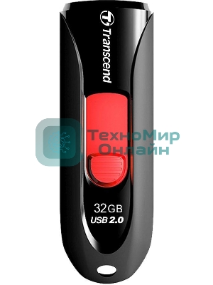 Флешка USB Transcend Jetflash 590 (TS32GJF590K), 32Gb, USB 2.0, R/W 15/5, черный/красный