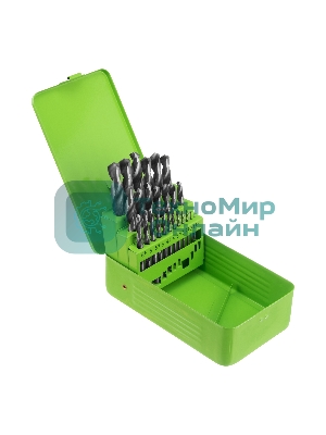Набор сверл по металлу Сибртех, 1-13 мм (через 0,5 мм), 25 шт., HSS, в металлической коробке