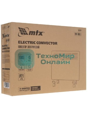 Конвектор электрический MTX CH-1000, белый, 1000 Вт, 10 м2, термостат