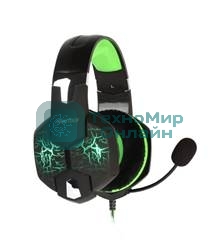 Гарнитура SmartBuy Rush Taipan чёрный-зеленый, проводная, USB, подсветка