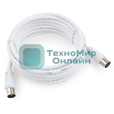 Кабель телевизионный Cablexpert CCV-515-W-3M, Coaxial M/F, белый, 3м