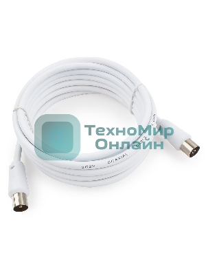 Кабель телевизионный Cablexpert CCV-515-W-3M, Coaxial M/F, белый, 3м