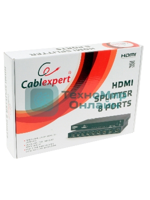 Разветвитель HDMI Cablexpert DSP-8PH4-03, HD19F/8x19F, 1 компьютер => 8 мониторов, Full-HD, 3D, 1.4v, каскадируемый