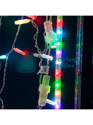 Гирлянда Neon-night Айсикл (бахрома) светодиодный, 4,8 х 0,6 м, прозрачный провод, 230 В, диоды RGB, 176 LED