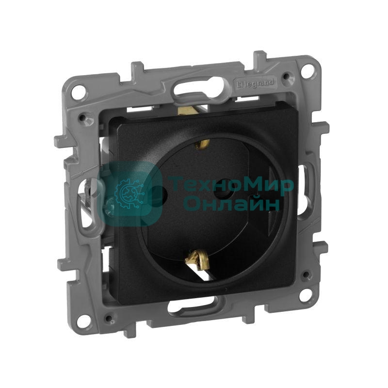 Розетка 2К+З, немецкий стандарт, винтовые зажимы, 16А, 250В~, Etika, антрацит Розетка 2К+З, немецкий стандарт, винтовые зажимы, 16А, 250В~, Etika, антрацит