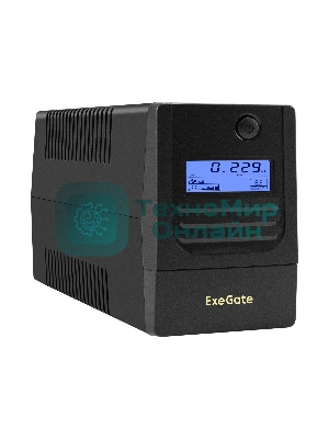 ИБП ExeGate Smart LB-800.LCD.AVR.2SH (800VA/480W, LCD, AVR, 2*Schuko, батарея 12V 9Ah, Black)