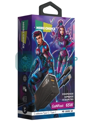 Сетевое зарядное устройство MORE CHOICE (4620202553454) NC67 СЗУ 1Type-C 3.0A PD 20W, черный