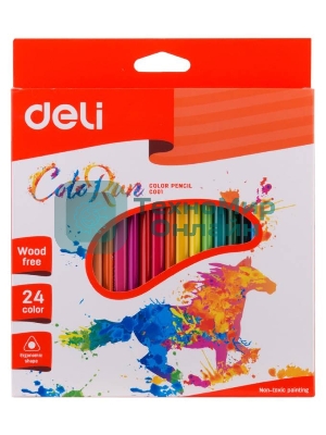Карандаши цветные Deli ColoRun EC00120 трехгранные пластик 24цв. коробка/европод.