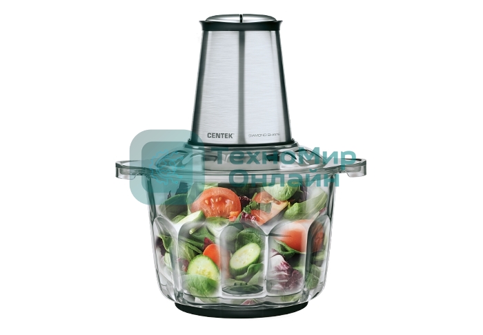 Измельчитель Centek CT-1395 Сталь 600Вт 2 скорости, стеклянная чаша 2,0л, разборные ножи, 4 лезвия