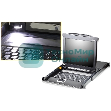 Переключатель-KVM 8-портовый IP с ЖК-дисплеем Slideaway/ATEN SINGLE RAIL 8P PS/2-USB LCDKVMP 17INCH WIH IP