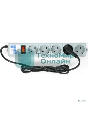Сетевой фильтр POWER CUBE 1,9 м.* 5 розеток, серый