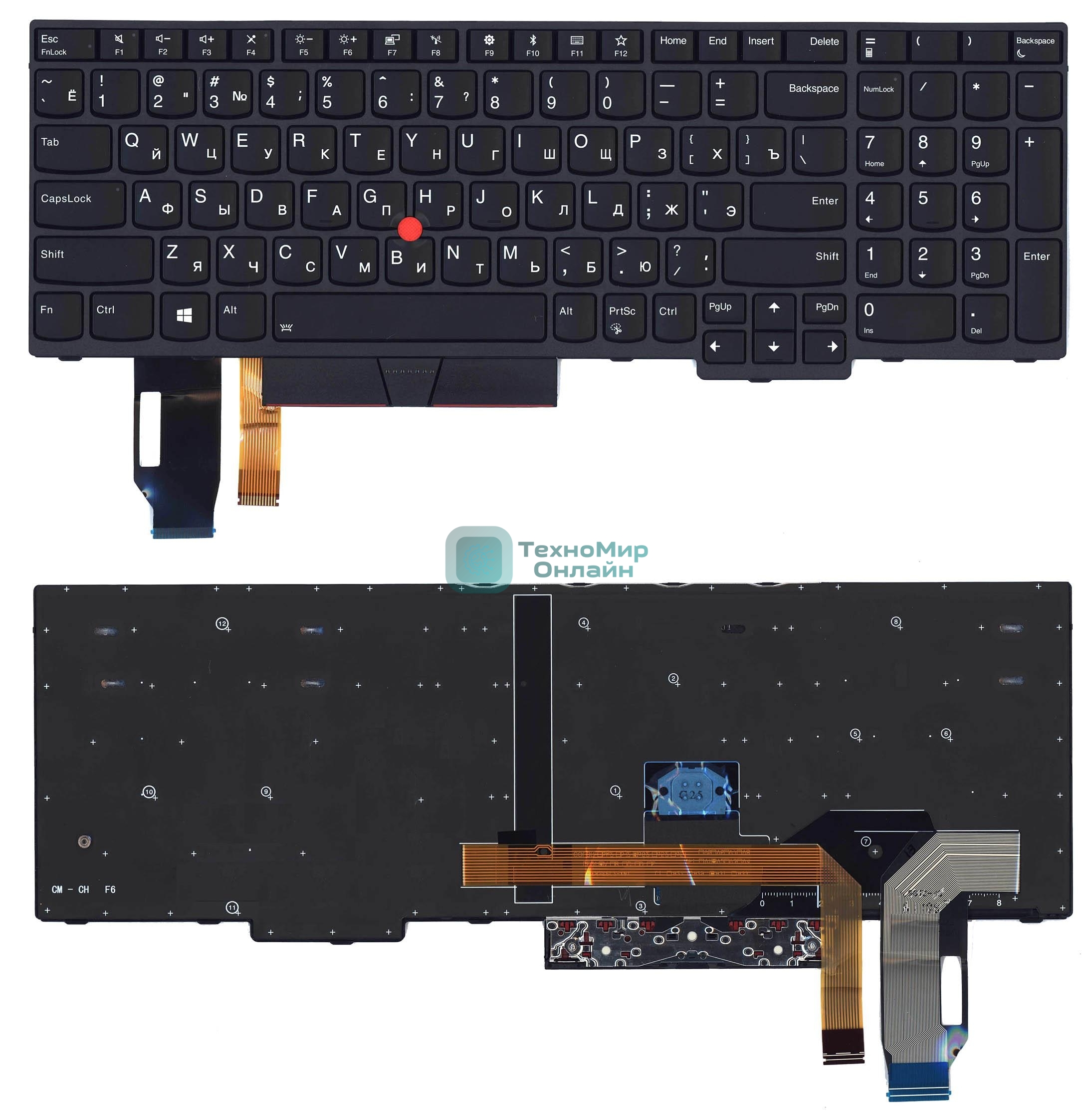 Клавиатура для ноутбука Lenovo IBM Thinkpad E580 черная с подсветкой