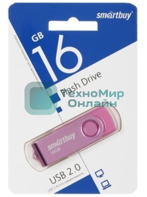 Флешка USB Smartbuy Twist Pink (SB016Gb2TWP), 16Gb, USB 2.0, R/W 15/12, розовый
