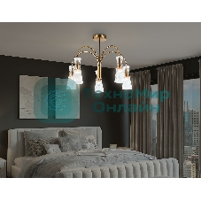 Люстра Ambrella light LH55701/5 BS/CL латунь/прозрачный E14*5 max 40W D600*440
