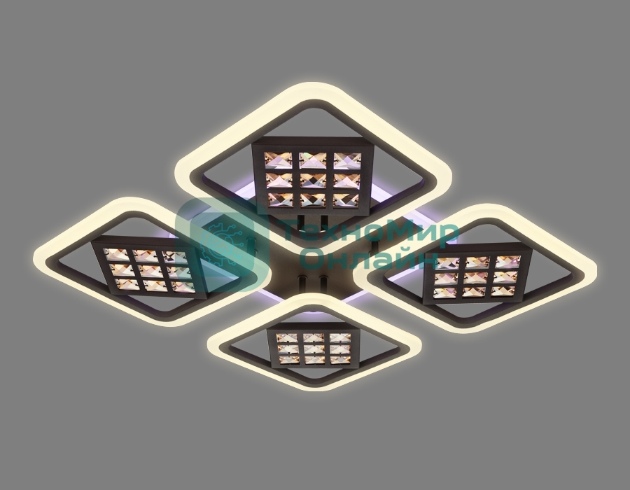 Светильник Ambrella light FA287/4 CF/TI кофе/янтарь 116W 750*750*80 (ПДУ РАДИО 2.4G)