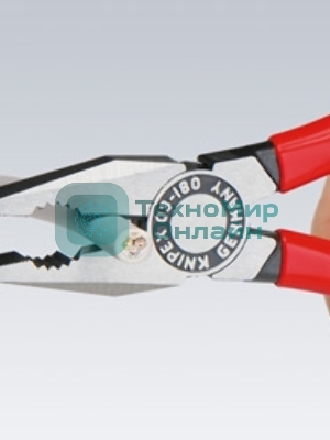 Пассатижи KNIPEX 0302180 180 мм ручки с двухцветными многокомпонентными чехлами