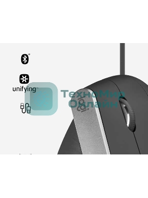 Мышь беспроводная/проводная Logitech MX Vertical графитовый, 4000 dpi, радиоканал, Bluetooth, USB, кнопки - 6