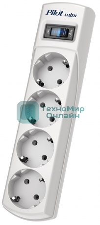 Сетевой фильтр Pilot mini 5 м, 4 розетки, белый, коробка