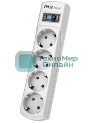 Сетевой фильтр Pilot mini 5 м, 4 розетки, белый, коробка