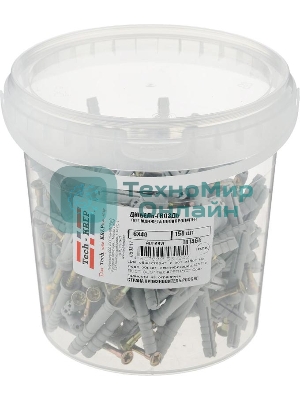 Дюбель-гвоздь 6х40 с потайной манжетой полипропилен (уп. 150 шт) ведро Tech-Krep 101466