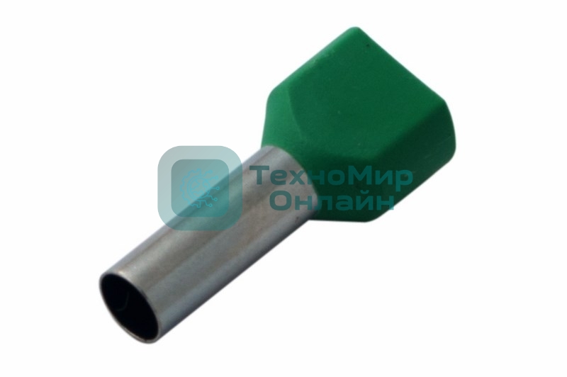 Наконечник штыревой втулочный Rexant изолированный F-14 мм 2х6 мм² (НШВи(2) 6.0-14/НГи2 6,0-14) зеленый