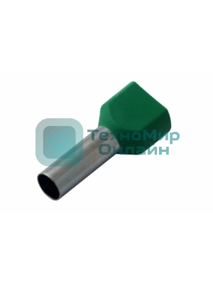 Наконечник штыревой втулочный Rexant изолированный F-14 мм 2х6 мм² (НШВи(2) 6.0-14/НГи2 6,0-14) зеленый