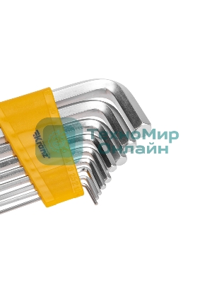 Набор ключей имбусовых HEX Kranz 2,0-12 мм, CrV, 9 шт., удлиненные