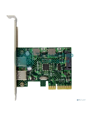 Контроллер ORIENT AM-U3142PE-2A, PCI-Ex4 v3.0, USB 3.2 Gen2, 2-port ext Type-A, ASM3142 chipset, разъем доп.питания, в комплекте LP планка крепления (31273)