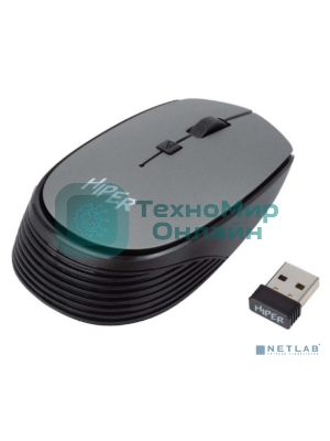Мышь беспроводная HIPER HOMW-081 серый, 1600 dpi, радиоканал, USB, кнопки - 4