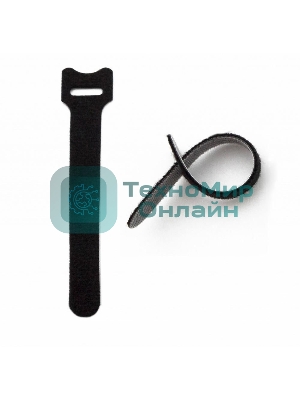 Стяжка кабельная на липучке Hyperline WASN, открывающаяся, 14 мм Ш, 310 мм Д, 10 шт, полиамид, черный