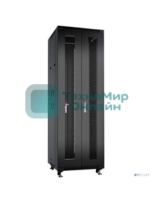 Шкаф серверный напольный Cabeus, IP20, 42U, 2055х600х1200 мм (ВхШхГ), дверь: перфорация, боковая панель: сплошная, разборный, черный