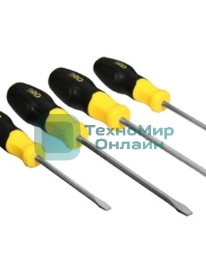 Набор отверток Deli DL630004N 4шт SL5x100 + SL6x150 + PH1x100 + PH2x150 сталь Cr-V, двухкомпонентная прорезиненная рукоять
