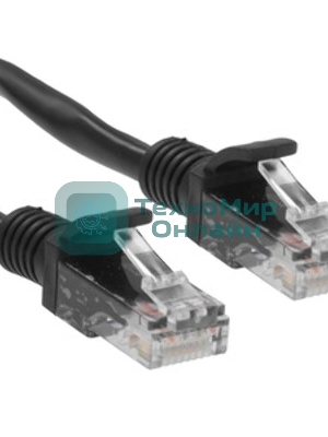 Патч-корд медный UTP Cablexpert PP10-0.5M/BK cat.5e, 0.5м, литой, многожильный, черный