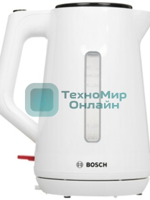 Электрочайник Bosch TWK1M121 белый, 1.7 л, 2400 Вт, скрытый нагревательный элемент