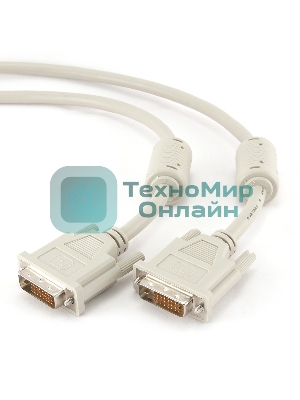 Кабель DVI-D dual link Gembird, 3.0м, 25M/25M, экран, феррит.кольца, пакет