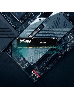 Оперативная память Kingston Fury Beast, DDR5, 32Gb (1x32GB), 6400MHz, CL32, DIMM, радиатор, черный