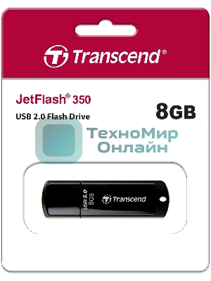 Флешка USB Transcend JetFlash 350 (TS8GJF350), 8Gb, USB 2.0, R/W 12/5, черный