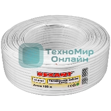 Телефонный кабель Rexant ШТЛП 4 жилы Cu, белый, 100 м