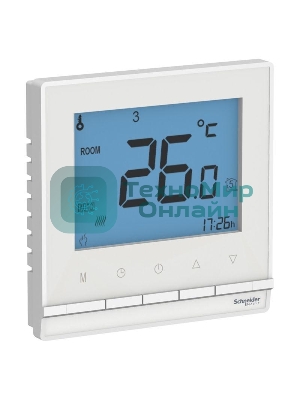 Термостат электрон.теплого пола с датч Schneider-electric ATN000138 ATLASDESIGN от + 5 до +35 °C, 16A,в сб., БЕЛЫЙ