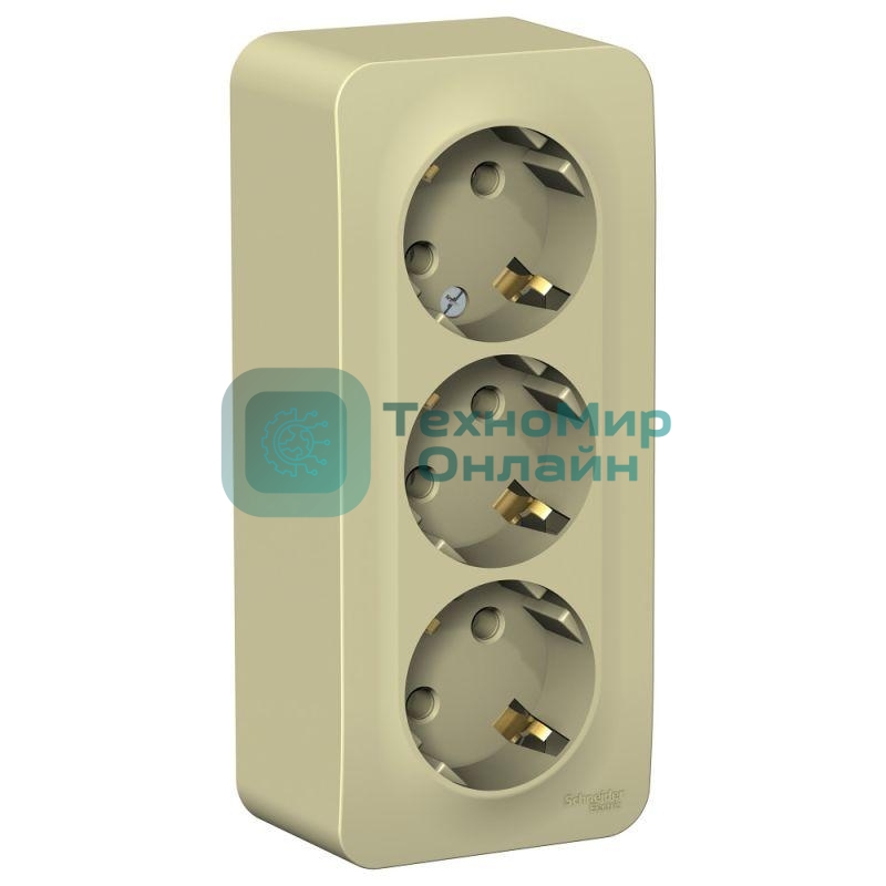 Розетка 3-м ОП Blanca 16А 250В без шторок с заземл. изол. пласт. беж. SchE BLNRA010317