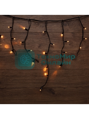 Гирлянда Neon-night Айсикл (Бахрома) светодиодная 5х0,7 м, с эффектом мерцания, 152 LED, черный провод каучук, теплое белое свечение