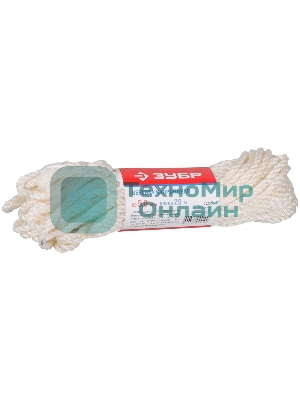 Веревка Зубр 50205 капроновая, d=5,0 мм, 20 м, 270 кгс, 9 ктекс